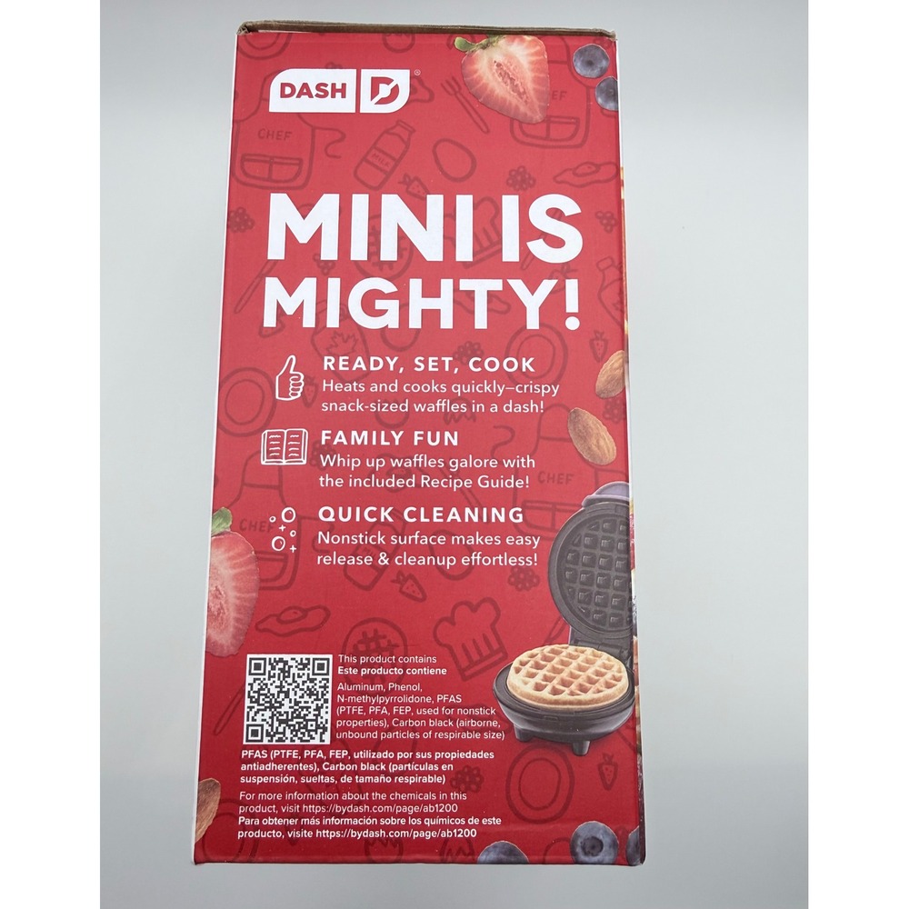 Dash Mini Waffle Maker Lavender Purple 4 Inch Nonstick 350W DMW001LV New in Box - Picture 3 of 3